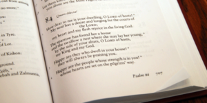 Prayerbook open to the Psalms